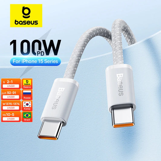 Baseus 100W USB C Cable For Android, iPhone and Mac